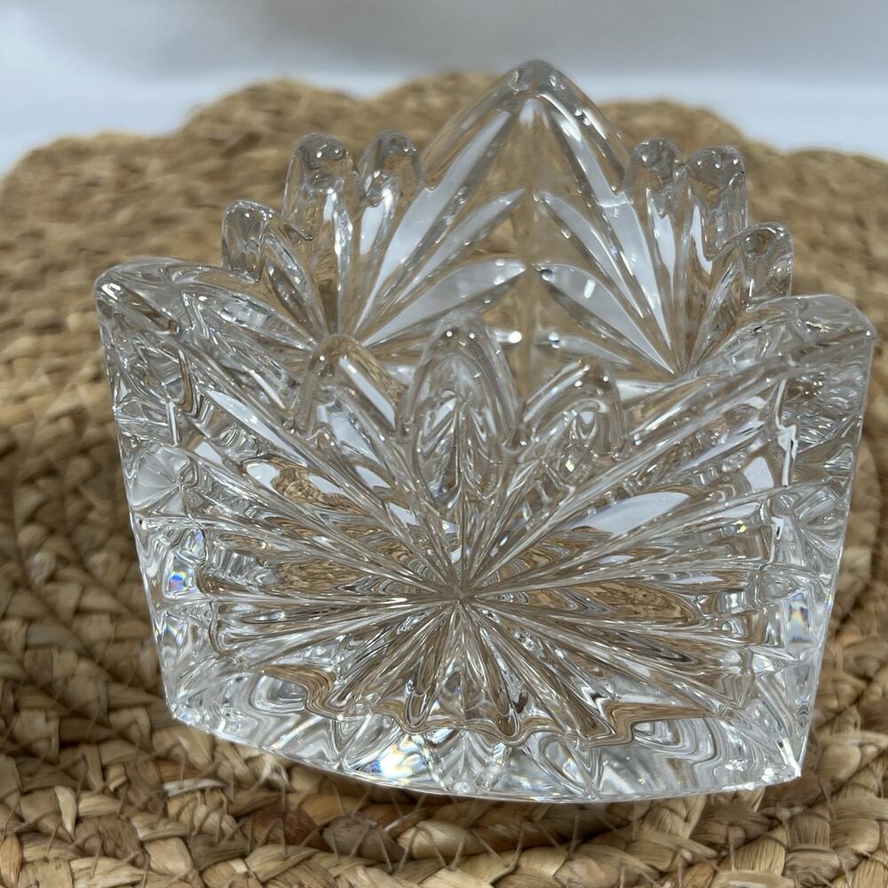 Vintage Mikasa Crystal Fire Blossom Triangle Votive Candle 2 Holders Triangular - Picture 7 of 12
